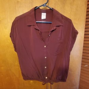 Marroon tie waist top